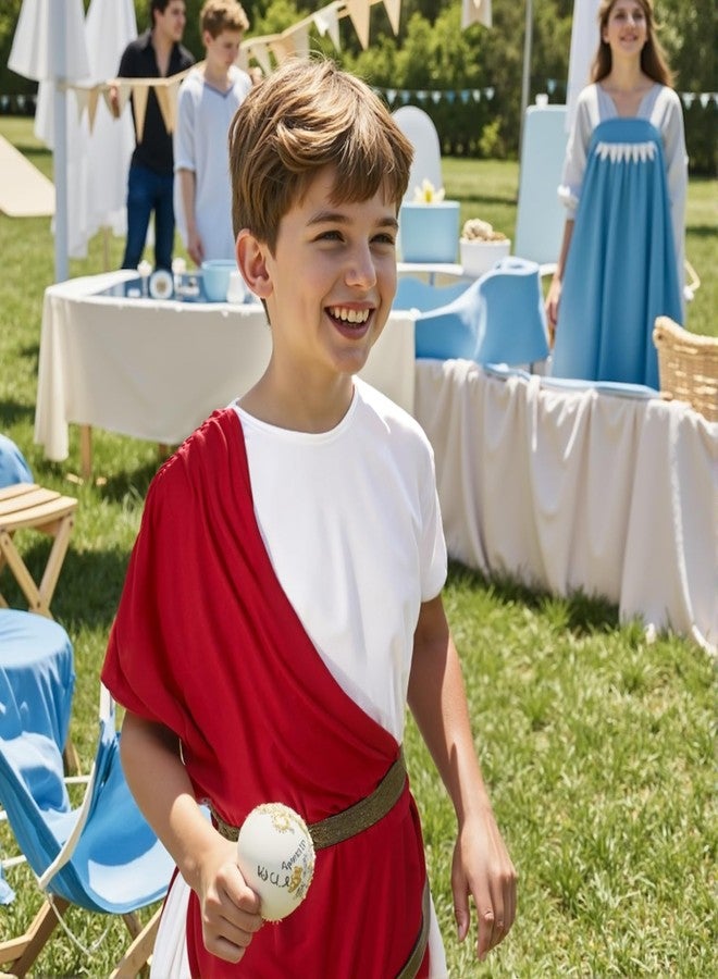 VZQI Greek Toga Costume for Kids Roman Halloween Nobility Boy Cosplay Red L - Image 2